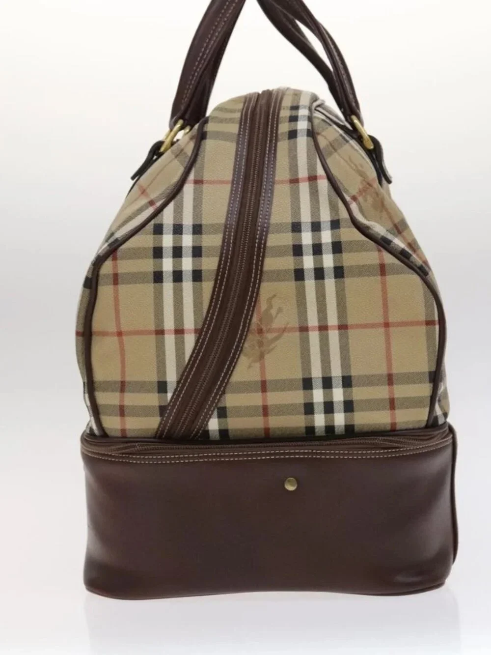 Burberrys Nova Check Boston Bag PVC Leather Beige - Picture 5 of 16